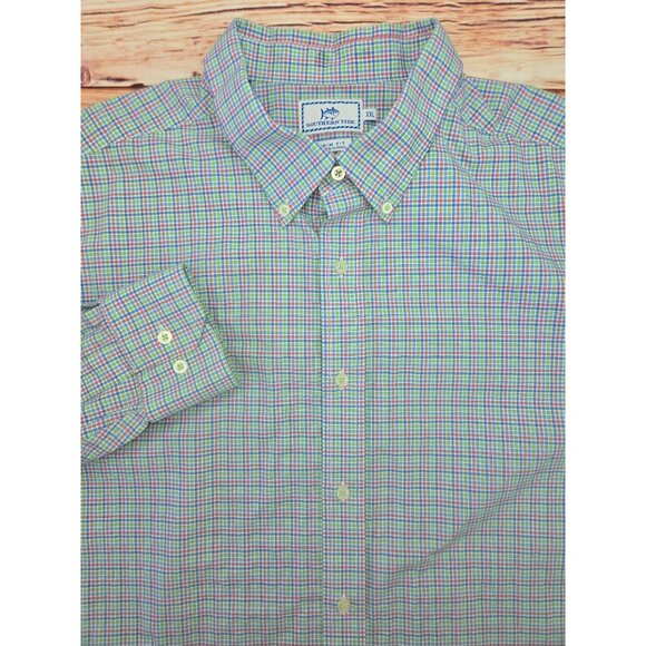 Southern Tide Mens Trim Fit Shirt XXL Cotton Stretch Plaid Button-Down - Picture 4 of 6